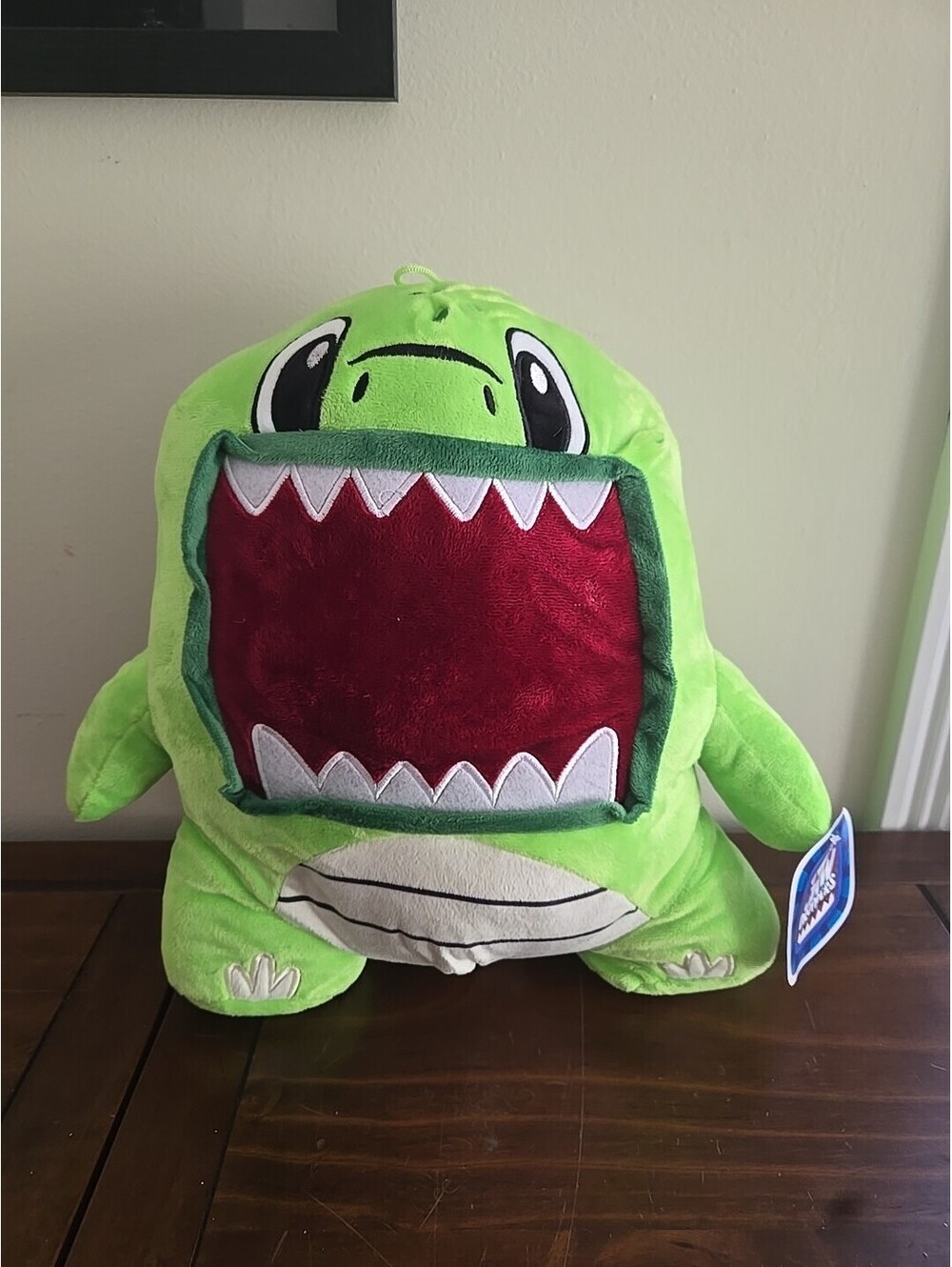Good Stuff Jaw Droppers Green Dinosaur Monster Big Mouth Teeth Plush 14"